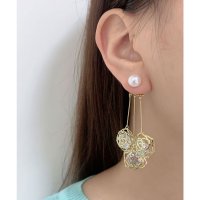 Lace Ladies/レースレディース Lace Ladies スケルトン ローズ パール スイング ピアス/507965749