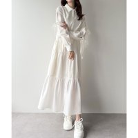 mipiarl/ミピアール mipiarl mipiarl 袖リボンティアードシャツワンピース【一部ぺチスカートセット】/507968160
