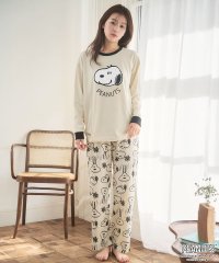 aimerfeel/PEANUTS スヌーピー ロングTシャツ 綿混 上下セット (男女兼用サイズ)/507969241