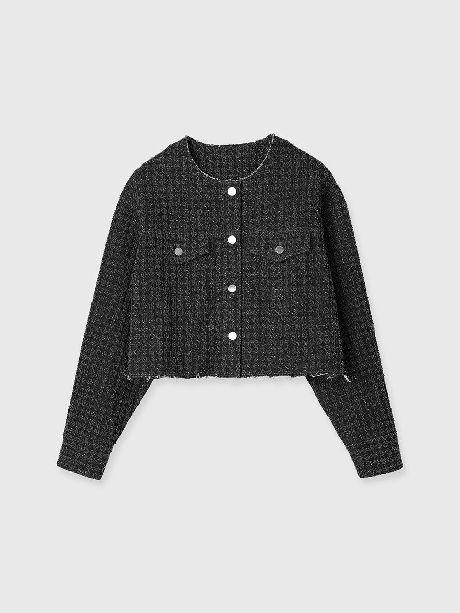eimy istoire ジャケット スクエアラインツイードジャケット(XS MIX): OUTER
