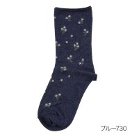 manzoku/マンゾク 満足 福助 【満足 ： ゆったりらくらく】 靴下 小花柄 クルー丈 アルガンオイル加工(3145－04N)婦人 女性 レディース フクスケ fukus/507971032