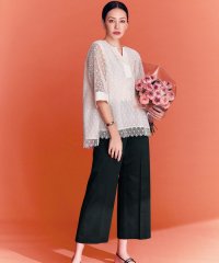 JIYU-KU(LARGE SIZE)/【カタログ掲載・UVカット・接触冷感・洗える】コットンサテンクロップド丈ワイドストレート パンツ/507972057