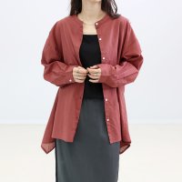 Aletta vita/アレッタ ヴィータ Aletta vita キャンブリックコットンイレギュラーヘムバンドカラーシャツ/507972074