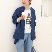 Aletta vita/アレッタ ヴィータ Aletta vita キャンブリックコットンイレギュラーヘムバンドカラーシャツ/507972074