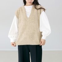 Aletta vita/アレッタ ヴィータ Aletta vita 天竺編みスリットネックニットベスト/507972079