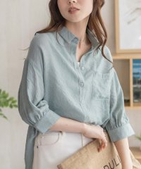 MAC HOUSE/マックハウス Mac－House nAvy スラブ前開き7分袖シャツ/507972242