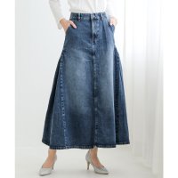 LUXSTYLE/ラグスタイル LUXSTYLE サイドタックデニムロングスカート/ロングスカート フレアスカート スカート マキシ丈 ウエストゴム ハイウエスト ゆったり 大き/507977010