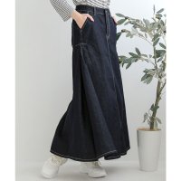 LUXSTYLE/ラグスタイル LUXSTYLE サイドタックデニムロングスカート/ロングスカート フレアスカート スカート マキシ丈 ウエストゴム ハイウエスト ゆったり 大き/507977010