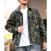 LUXSTYLE/ラグスタイル LUXSTYLE バイオストーンウォッシュ迷彩オープンカラーデニムジャケット/ミリタリージャケット デニムジャケット リアルツリー カモフラージュ/507977011