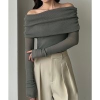 Louere/ルエレ Louere Louere シアーオフショルニットトップス/507977074