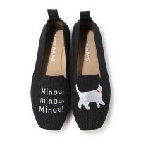 Mon Model/ハスキー HUSKY BOUQET 洗える 軽量 ローヒール スクエア 猫刺繍 アニマル ニットパンプス スリッポン オペラシューズ/507521974
