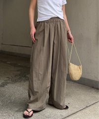 LBC/ナイロンギャザーワイドパンツ/507797367