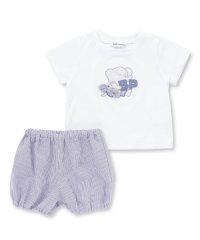 BeBe Petits Pois Vert/アニマルパッチ刺しゅう半袖Tシャツ+ストライプブルマセット(80~90cm)/507975253