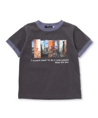 BeBe Petits Pois Vert/フォトプリント天竺配色半袖リンガーTシャツ(95~150cm)/507975260