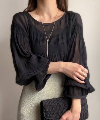 ジュノア JUNOAH シャーリングキャンディースリープシアーブラウス