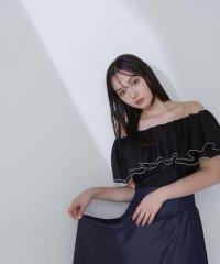 NATURAL BEAUTY BASIC/バイカラーメロウラッフルブラウス/507980236