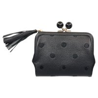 perche/ペルケ perche 財布 二つ折り財布 レディース 本革 がま口 ドット ブラック ベージュ 黒 08－06－03160/507980387