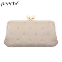 perche/ペルケ perche 財布 長財布 レディース 本革 がま口 ドット ベージュ 08－06－03161/507980388