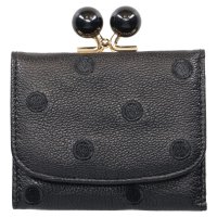 perche/ペルケ perche 財布 三つ折り財布 ミニ財布 レディース 本革 がま口 ドット ブラック ベージュ 黒 08－06－03168/507980389