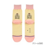 ＥＬＬＥ/エル ELLE 福助 【ELLE(エル)】 靴下 バイカラー パフューム柄 クルー丈 足底転写(3102－208)婦人 女性 レディース フクスケ fukusk/507980635