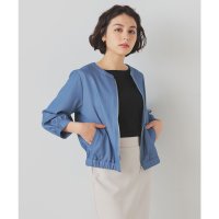Honeys/ハニーズ Honeys 8分袖ノーカラーブルゾン アウター ノーカラーブルゾン ブルゾン ノーカラー 8分袖 ストレッチツイル デニムライク レーヨン混 レディ/507981277