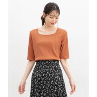 Honeys/ハニーズ Honeys スクエアネックトップス トップス カットソー ハニさら UVカット 接触冷感 再生ポリエステル ストレッチ テレコ素材 無地 レディース/507981295