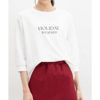 Honeys/ハニーズ Honeys きれいめ7分袖ロゴT トップス カットソー ロゴTシャツ Tシャツ 7分袖Tシャツ ハニさら 7分袖 ロゴ UVカット 接触冷感 レディ/507981299