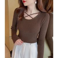 Lace Ladies/レースレディース Lace Ladies クロスデザイン Uネック 長袖 リブ トップス/507981503