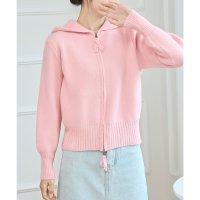 Lace Ladies/レースレディース Lace Ladies ソリッドカラー ダブルジップ フーデット ニット カーディガン/507981551