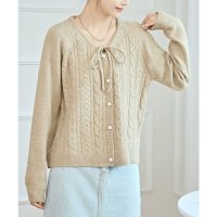 Lace Ladies/レースレディース Lace Ladies ラウンドネック パールボタン リボン ニット カーディガン/507981552