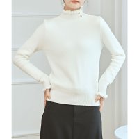 Lace Ladies/レースレディース Lace Ladies 裏フリース ビジュー ボタン フリル ニット プルオーバー/507981557