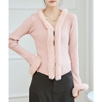 Lace Ladies/レースレディース Lace Ladies ファー付き Vネック リブ ニット カーディガン/507981558