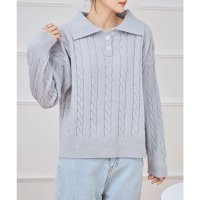 Lace Ladies/レースレディース Lace Ladies ケーブル柄 襟付き 長袖 ニット プルオーバー/507981560
