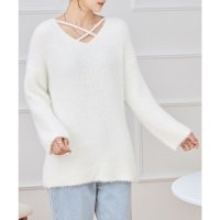 Lace Ladies/レースレディース Lace Ladies クロス Vネック シャギー ニット プルオーバー/507981562
