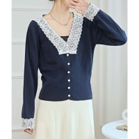 Lace Ladies/レースレディース Lace Ladies Vネック 配色レース ソフト ニット カーディガン/507981563