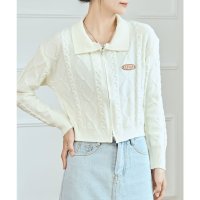 Lace Ladies/レースレディース Lace Ladies ダブルジップ ケーブル柄 コンパクト ニット カーディガン/507981566