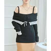 Lace Ladies/レースレディース Lace Ladies リボン レース オフショル ニット プルオーバー/507981568