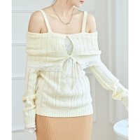 Lace Ladies/レースレディース Lace Ladies リボン レース オフショル ニット プルオーバー/507981568