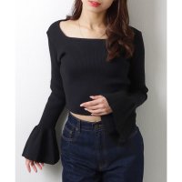 Lace Ladies/レースレディース Lace Ladies Uネック トランペットスリーブ リブニット セーター トップス/507981591