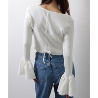 Lace Ladies/レースレディース Lace Ladies Uネック トランペットスリーブ リブニット セーター トップス/507981591