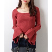 Lace Ladies/レースレディース Lace Ladies Uネック トランペットスリーブ リブニット セーター トップス/507981591