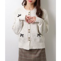 Lace Ladies/レースレディース Lace Ladies リボン 金ボタン スカラップネック ニット カーディガントップス/507981598