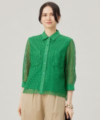 JIYU-KU（SMALL SIZE）/【ドラマ「明日はもっと いい日になる」着用】【SHIHOさん着用・洗える】ジオメトリックフラワーレースクロップド丈シャツ ブラウス/507981856