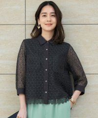 JIYU-KU(LARGE SIZE)/【ドラマ「明日はもっと いい日になる」着用】【SHIHOさん着用・洗える】ジオメトリックフラワーレースクロップド丈シャツ ブラウス/507981868