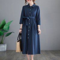 Belle Cie/ベルシー Belle Cie ワンピース スカート シャツワンピース 長袖 綿麻 上品 きれいめ レディース シンプル リゾート 涼しい 可愛い ミモレ丈 リネ/507982372