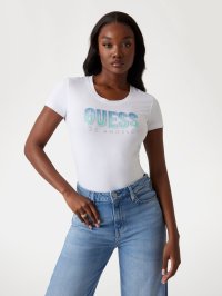 GUESS/ゲス GUESS CN Ss Glitter Degrade Logo Tee/507982726