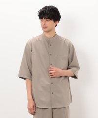 COMME CA ISM MENS/【セットアップ対応】ウールライク 五分袖 バンドカラーシャツ/507929123
