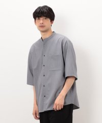 COMME CA ISM MENS/【セットアップ対応】ウールライク 五分袖 バンドカラーシャツ/507929123