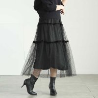 Sawa a la mode/サワアラモード Sawa a la mode フロッキードットのチュールティアードスカート/507983552