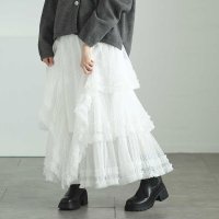 Sawa a la mode/サワアラモード Sawa a la mode 3段チュールティアードのフロッキードットスカート/507983556